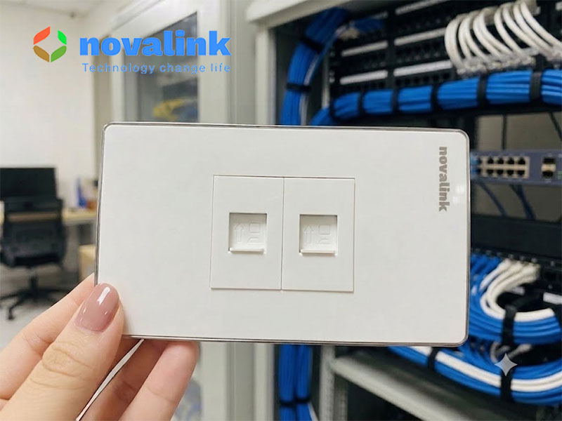 Ổ cắm mạng RJ45 &acirc;m tường (gồm 2 ổ mạng cat6)