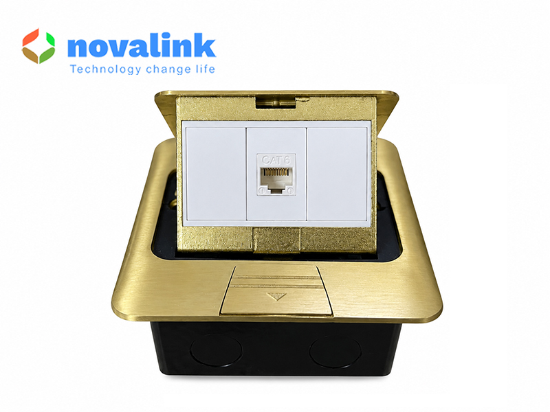 Hộp ổ cắm âm sàn 1 cổng mạng LAN Cat6 Novalink NV-FS3B