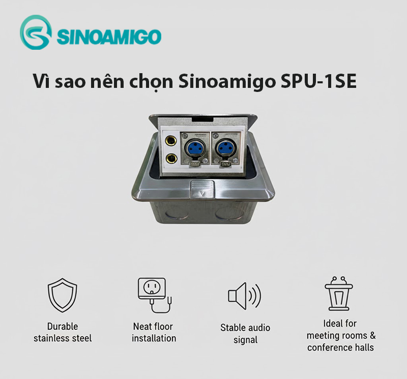 Hộp ổ cắm âm sàn micro 6.5mm và Canon XLR Sinoamigo SPU-1SE