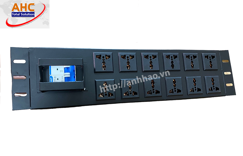 Thanh nguồn PDU 12 ổ cắm đa năng, ổ cắm nguồn cho tủ mạng 20U