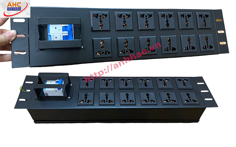 Thanh nguồn PDU 12 ổ cắm đa năng, ổ cắm nguồn cho tủ mạng 20U