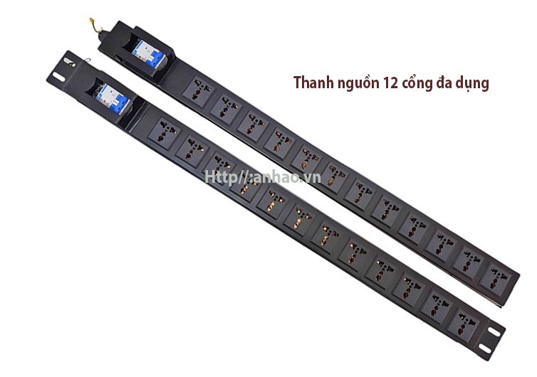 Thanh nguồn PDU 12 ổ cắm 3 chấu lắp dọc cho tủ rack