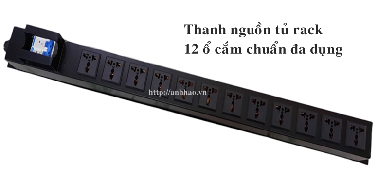 Thanh nguồn PDU 12 ổ cắm 3 chấu lắp dọc cho tủ rack