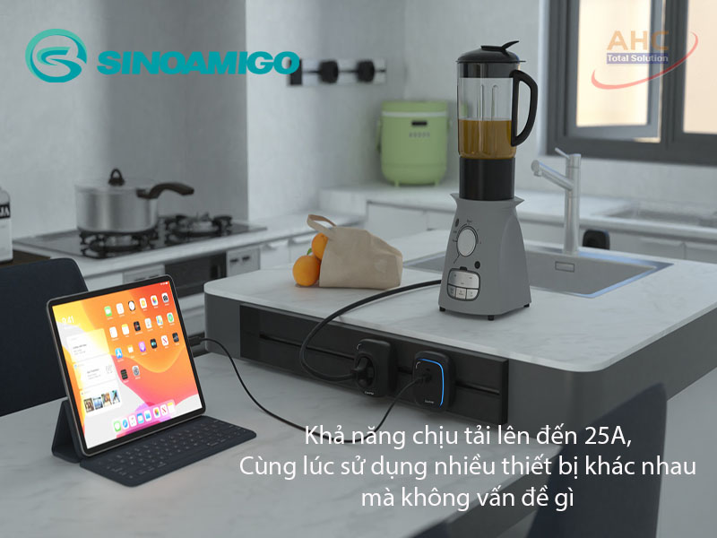 Ổ cắm điện cho thanh ray trượt thông minh Sinoamigo T5 chính hãng
