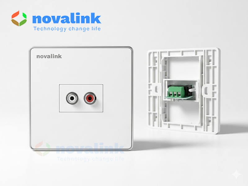 Ổ cắm &acirc;m tường RCA audio h&igrave;nh vu&ocirc;ng Novalink cho TV, ampli v&agrave; hệ thống &acirc;m thanh
