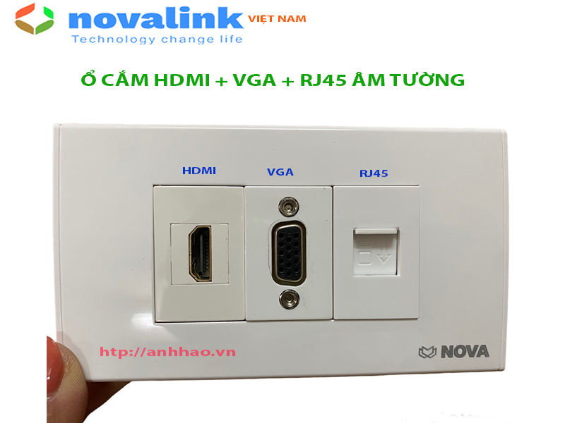 Ổ cắm mạng + HDMI + VGA âm tường