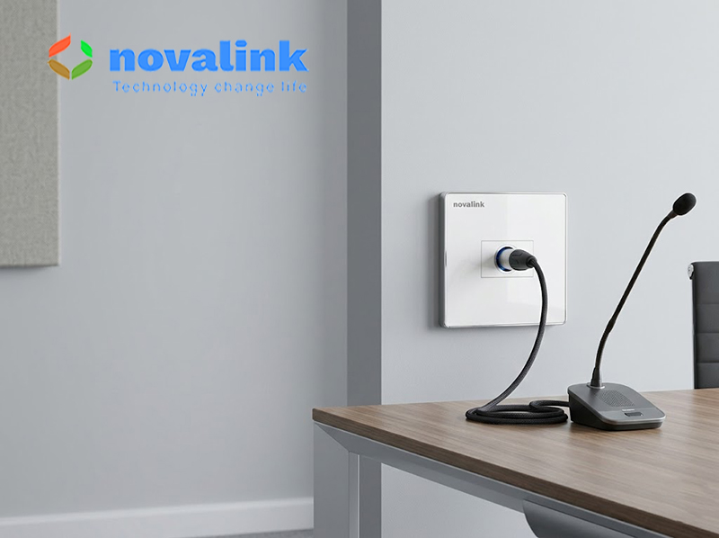 Ổ cắm Micro Canon âm tường Novalink 1 cổng - Cổng XLR cho hệ thống âm thanh phòng họp