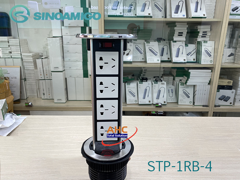 Hộp điện âm bàn đảo bếp Sinoamigo STP-1RB-4, tích hợp 4 ổ cắm 5 chấu