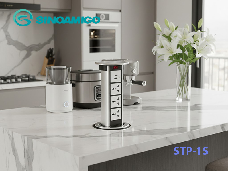 Ổ điện &acirc;m b&agrave;n đảo n&acirc;ng hạ Sinoamigo STP-1S cao cấp. T&iacute;ch hợp sạc USB type C