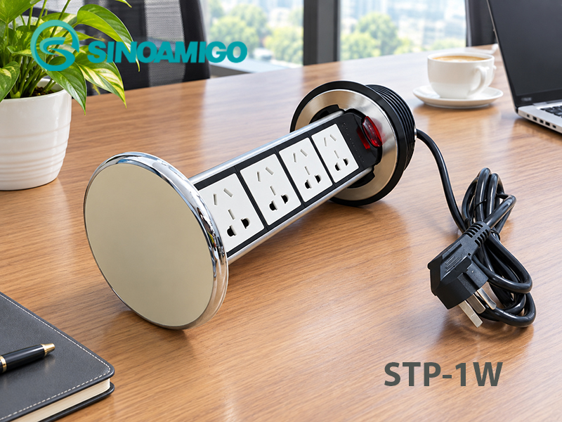 Hộp ổ điện âm bàn bếp nâng hạ Sinoamigo STP-1W màu trắng ngà