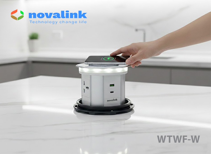 Ổ điện âm bàn đảo thông minh WTWF-W - Sạc nhanh, chống nước, điều khiển từ xa