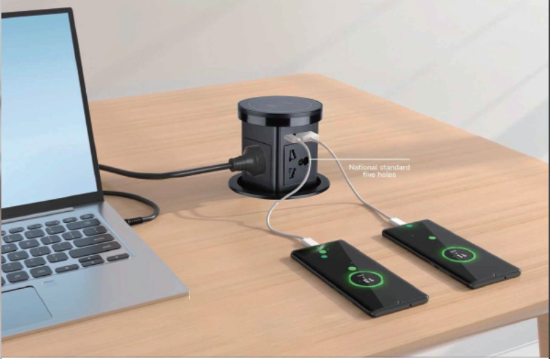 Ổ điện âm bàn đảo bếp có sạc không dây 15W, USB-C - Novalink KA-01