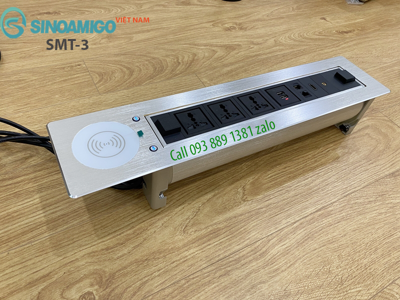 Ổ điện âm bàn Sinoamigo SMT-3 mở nắp bằng nút cảm ứng tự động