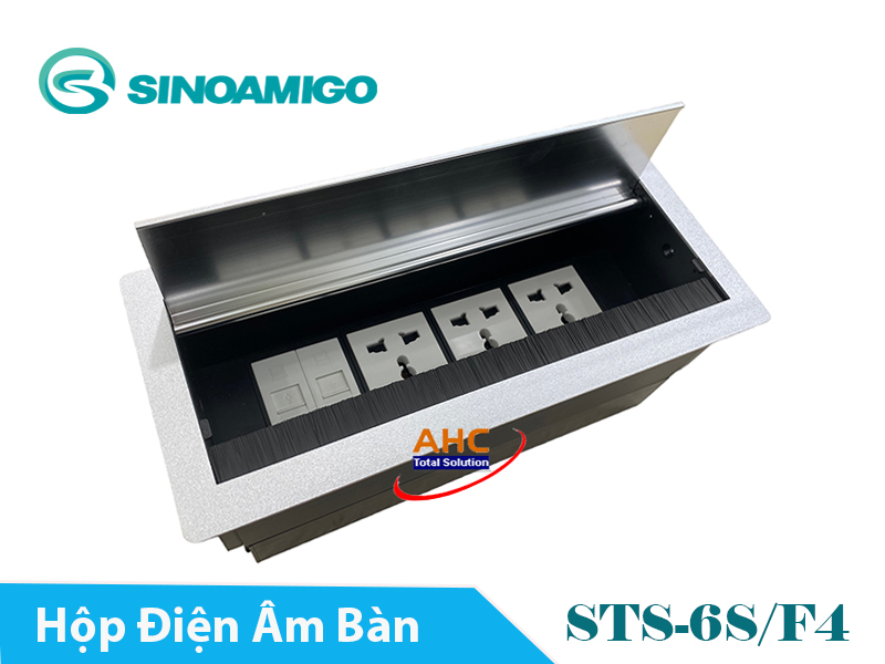 Hộp ổ cắm điện âm bàn họp/ bàn làm việc văn phòng Sinoamigo STS-6S/F4