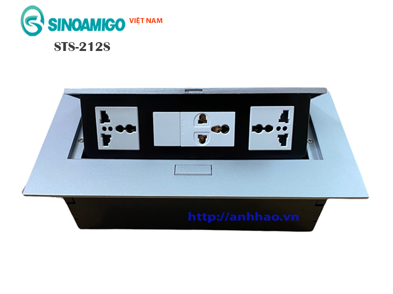 Ổ điện âm bàn văn phòng Sinoamigo STS-212S ( 3 ổ điện 3 chấu) - Hàng nhập khẩu chính hãng