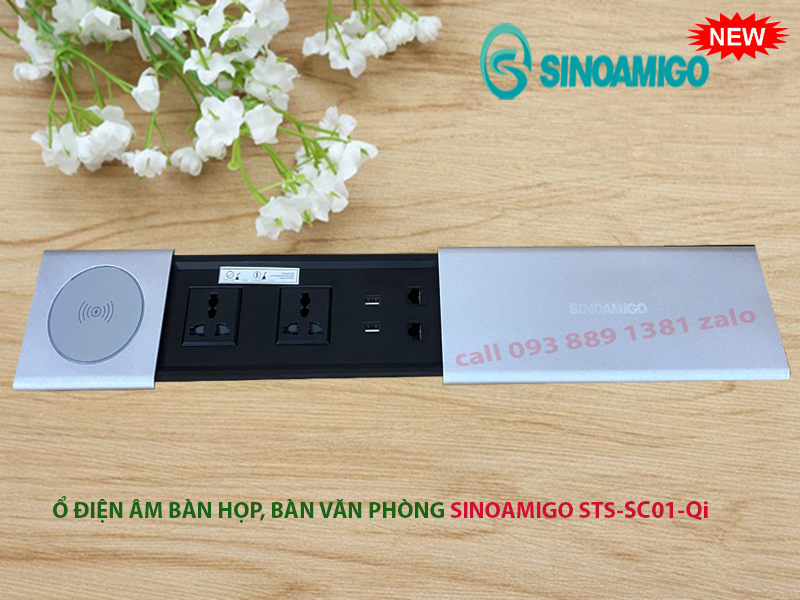 Hộp điện âm bàn cao cấp STS-SC01-Qi Sinoamigo chính hãng