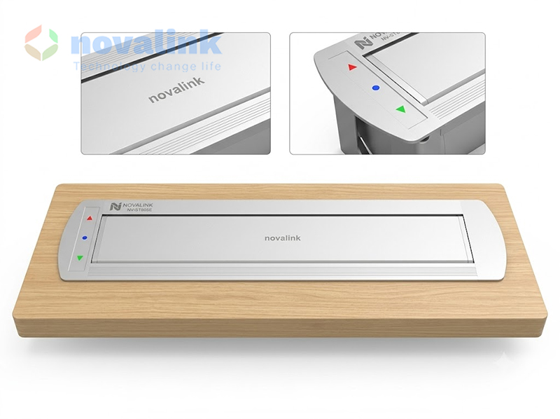 Ổ điện &acirc;m b&agrave;n họp tự động Novalink NV-ST803E, xoay điện 180 độ, t&iacute;ch hợp HDMI, USB-C, mạng LAN