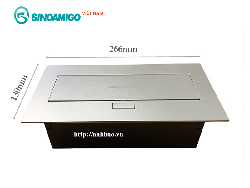 Ổ điện âm bàn Sinoamigo STS-212S chính hãng (2 ổ điện, 3 ổ sạc USB)