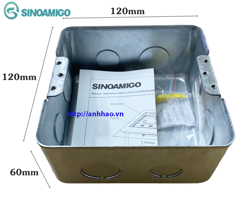 Ổcắm âm sàn nắp trượt Sinoamigo SFP-2L màu bạc. Lắp điện, HDMI, RJ45