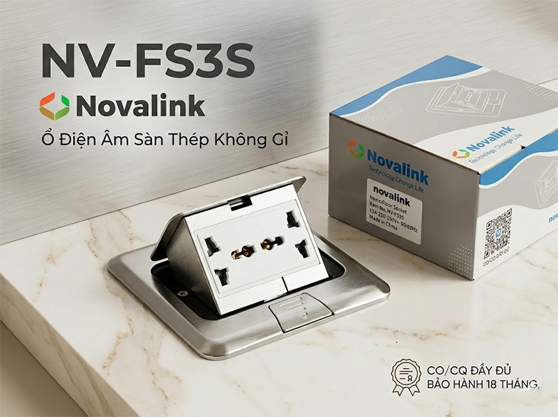 Hộp điện âm sàn đa năng Novalink NV-FS3S - Tích hợp điện, mạng, hdmi, vga, usb, audio