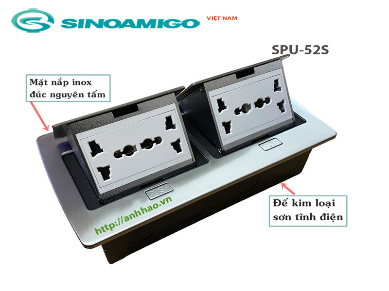 Ổ điện âm sàn Sinoamigo SPU-52S màu bạc (4 ổ điện đa năng)