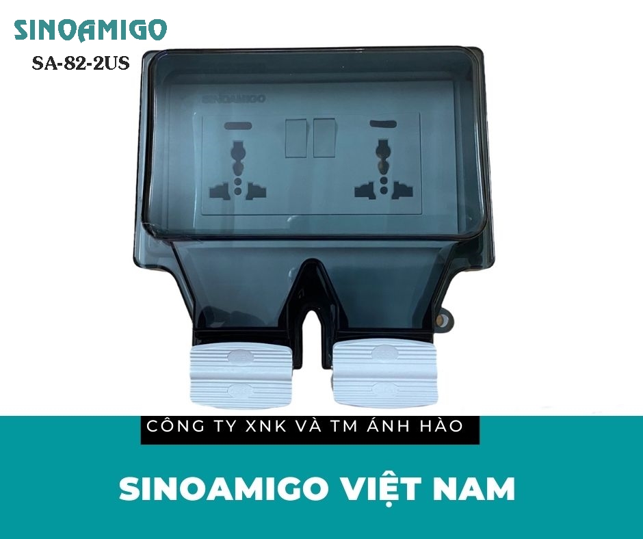 Ổ điện chống nước âm tường SA86-2US Sinoamigo chính hãng