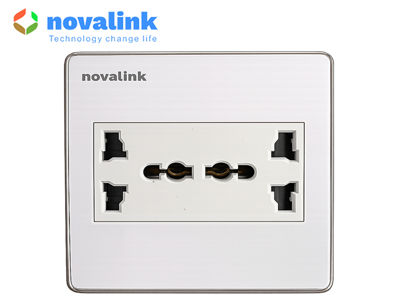 Ổ điện vuông đa năng âm tường Novalink NV-22003SW+P13
