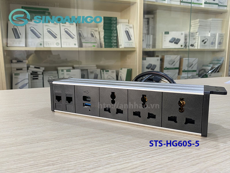 Sinoamigo STS-HG60S - Ổ điện kẹp bàn đa năng tích hợp điện, USB, mạng, HDMI