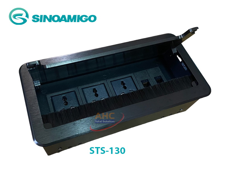 Ổ cắm điện âm bàn Sinoamigo STS-130B màu đen (nắp lật)