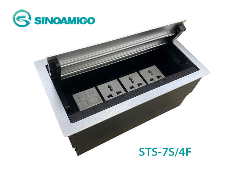 Hộp ổ cắm âm bàn đa năng Sinoamigo STS-7S/4F | Nắp mở quay hai chiều, tích hợp điện, mạng, hdmi, usb