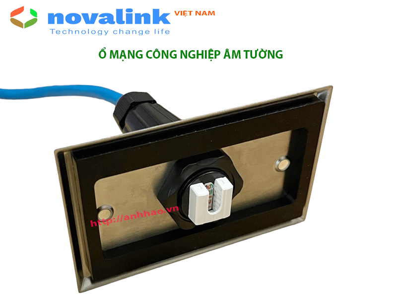 Ổ cắm mạng công nghiệp âm tường Novalink CC12-00001, chống nước chống bụi IP68, hàng chính hãng Taiwan