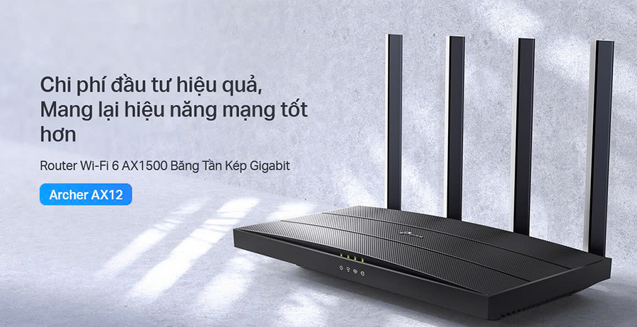 Router WiFi 6 AX1500 băng tần kép Gigabit TP-Link Archer AX12: Tốc độ cao, kết nối mạnh mẽ cho mọi gia đình