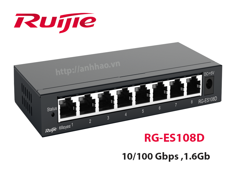 Switch 8 cổng 10/100 Base Ruijie RG-ES108D chính hãng