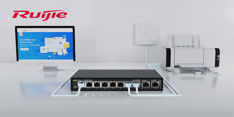 Ruijie RG-ES110D-P - Switch PoE 8 cổng 10/100/100 Mbps, 2 cổng uplink 10/100/100 Mbps