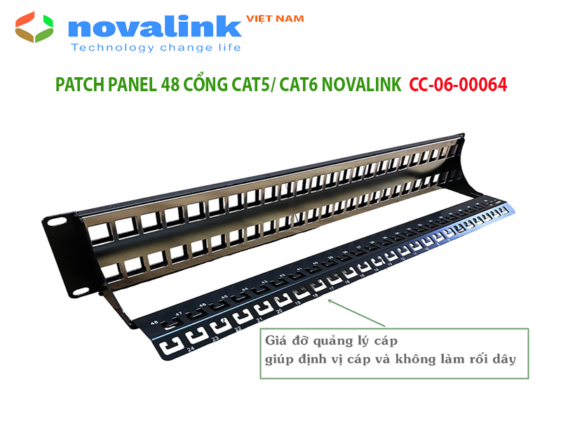 Patch panel 48 cổng Novalink CC-06-00064 made in Taiwan