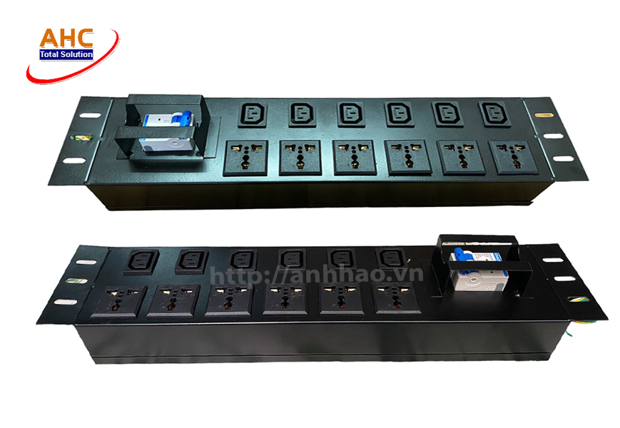 Thanh nguồn PDU 6 ổ cắm C13 và 6 ổ cắm 3 chấu đa năng dùng cho tủ rack