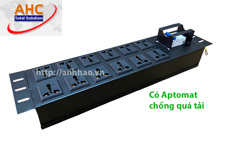 Thanh nguồn PDU 12 ổ cắm đa năng, ổ cắm nguồn cho tủ mạng 20U