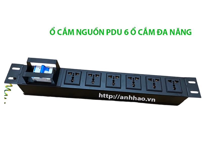 Thanh nguồn PDU 6 ổ cắm 3 chân dùng cho tủ mạng