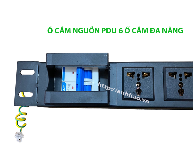 Thanh nguồn PDU 6 ổ cắm 3 chân dùng cho tủ mạng