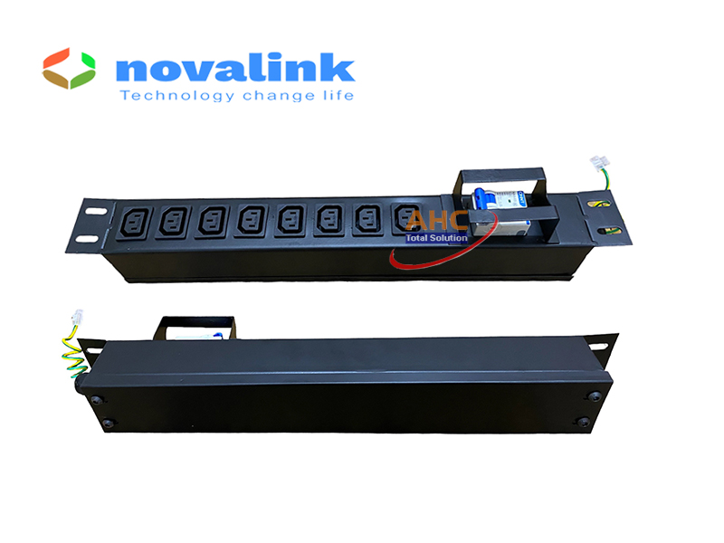 Thanh nguồn PDU 8 cổng chuẩn C13 dùng lắp tủ rack, có MCB 2P C32 chống quá tải