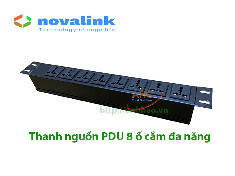 Ổ cắm nguồn tủ rack 6 cổng đa năng | Thanh nguồn PDU 8 ổ cắm đa năng