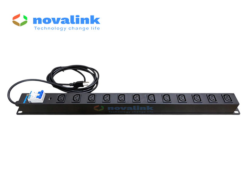 Thanh nguồn PDU 12 cổng C13 kèm dây nguồn 3M, aptomat CHINT 32A cho tủ rack