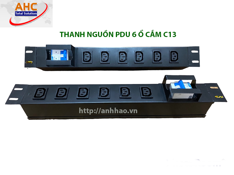 Thanh nguồn PDU 6 ổ cắm chuẩn C13 có Aptomat