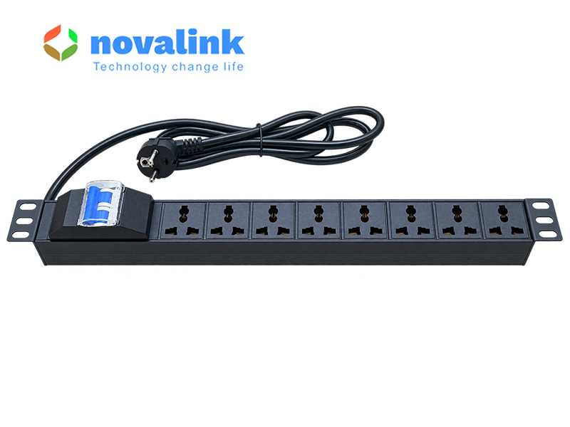 Thanh nguồn PDU 1U 19 inch 8 ổ cắm đa năng GF-PDU8UNECB20/F1