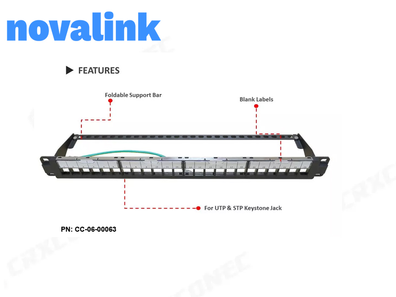 Patch panel 48 cổng Novalink CC-06-00064 made in Taiwan