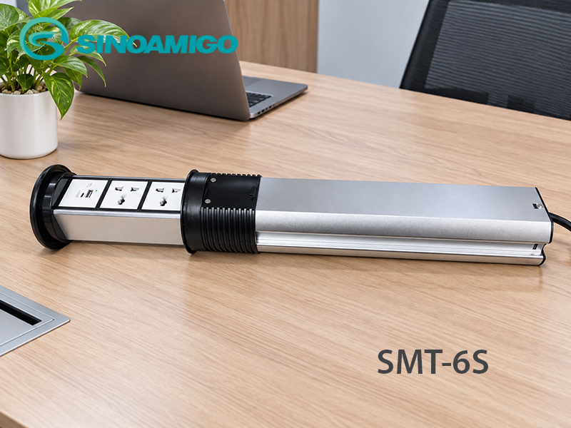 Ổ điện &acirc;m b&agrave;n đảo bếp n&acirc;ng hạ tự động cảm ứng Touch Smart Sinoamigo SMT-6S c&oacute; sạc kh&ocirc;ng d&acirc;y 15W