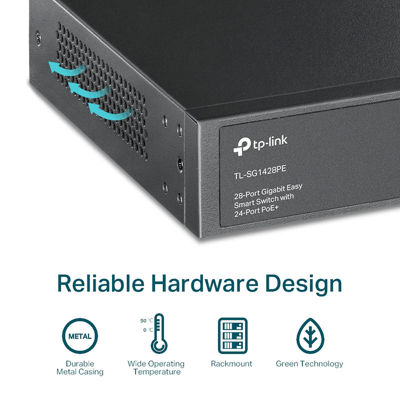 Switch 24 cổng PoE Gigabit TP-Link TL-SG1428PE 250W có 2 khe SFP