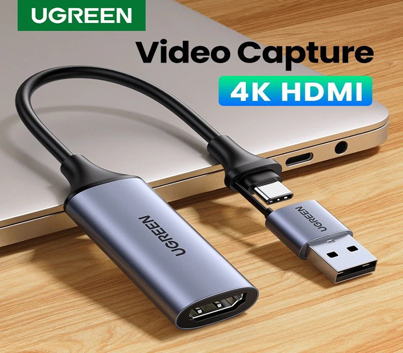 Card ghi hình Ugreen 40189 - Ghi hình HDMI 4K@60Hz, Livestream Full HD 1080P qua USB-C & USB-A