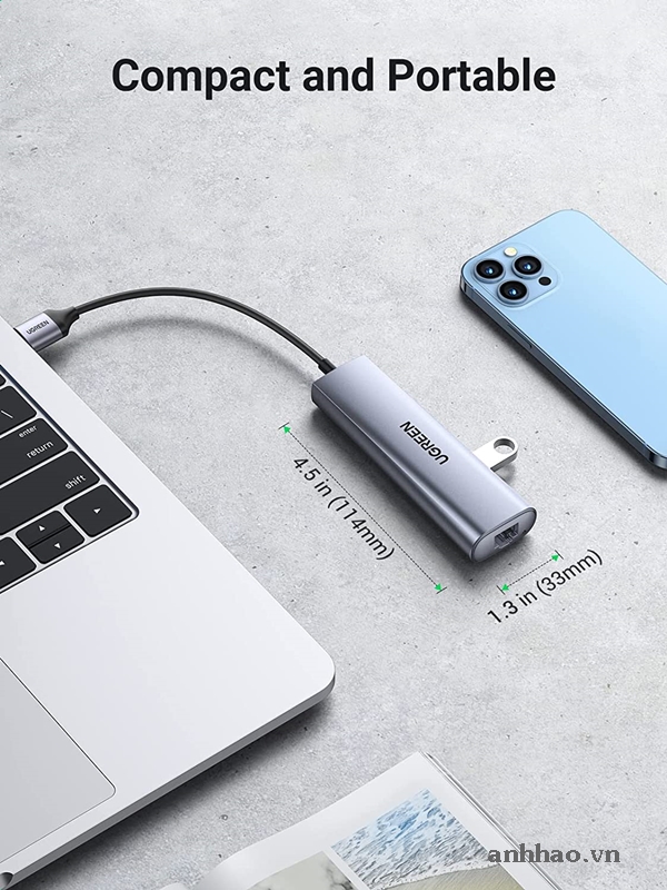 Bộ chia USB 3.0 ra 3 cổng USB 3.0 + Lan Gigabit 1000Mbps Ugreen 60719