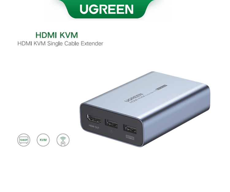 Ugreen HDMI KVM Extender 70438US - Bộ kéo dài HDMI 150m qua cáp mạng Cat5e/6 với điều khiển IR